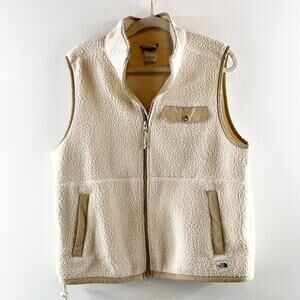 The North Face Full Zip Fleece Sherpa Vest Cream Ivory Large